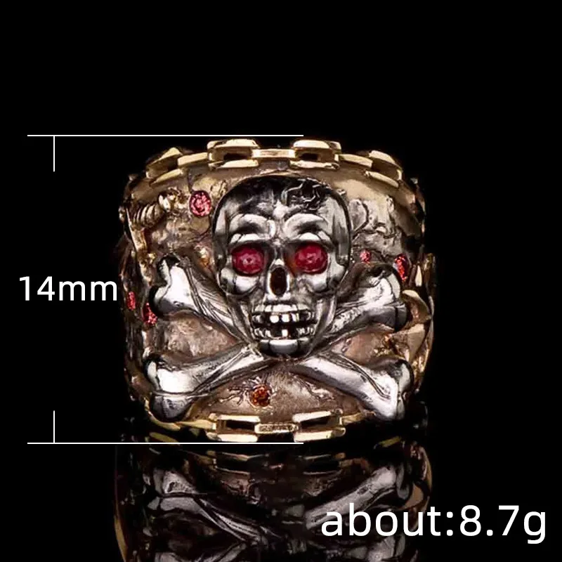 Vintage Two Tone Skull Skeleton Ring Sword Carved Red Zircon Rings For Mens Halloween Party Punk Gothic Jewelry Gift B4C317
Vintage Two Tone Skull Skeleton Ring Sword Carved Red Zircon Rings For Mens Halloween Party Punk Gothic Jewelry Gift B4C317