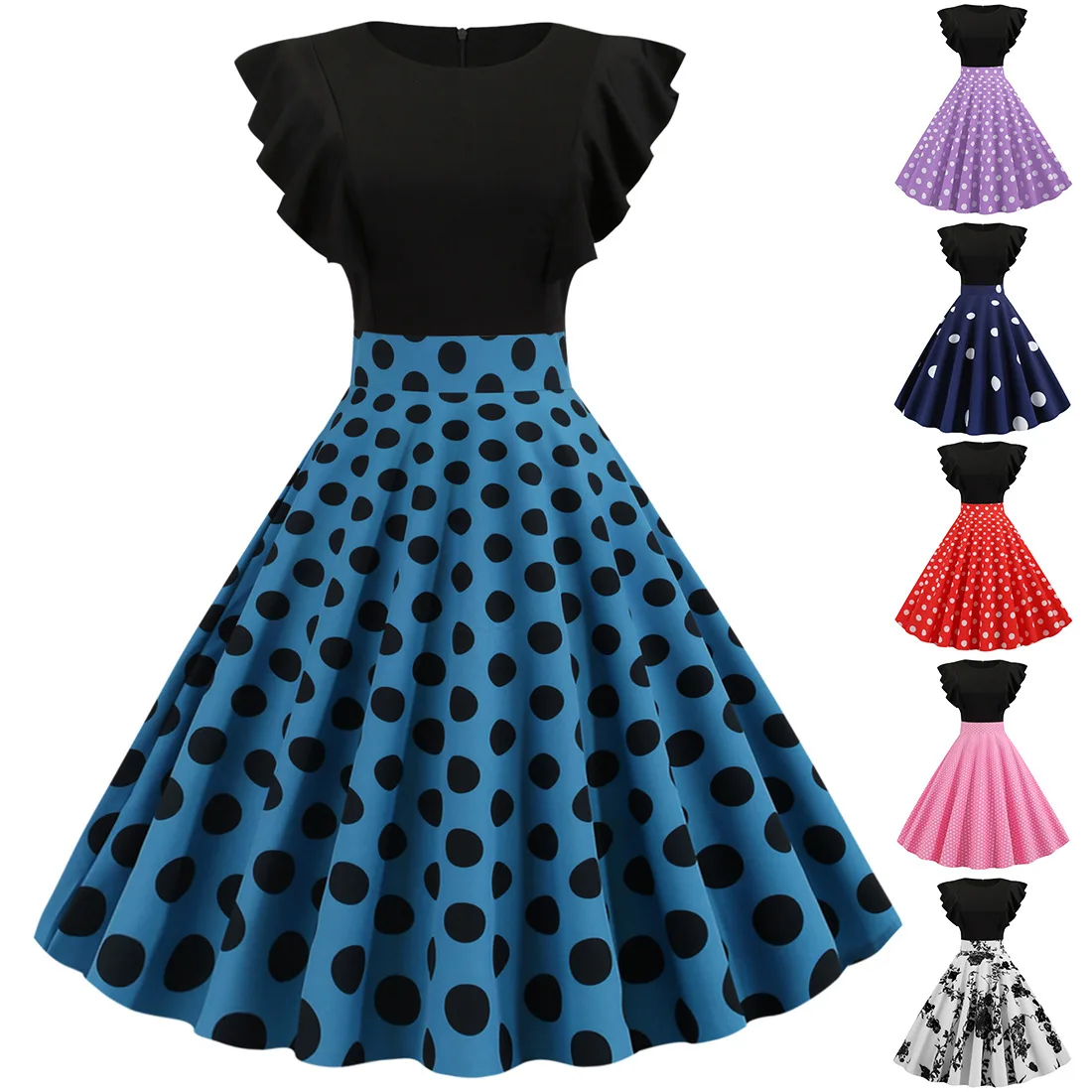 Black White Patchwork Floral Print Summer Dress Women 2021 Petal Sleeve Dot Vintage Dress Robe Casual Rockabilly Party Vestidos
Black White Patchwork Floral Print Summer Dress Women 2021 Petal Sleeve Dot Vintage Dress Robe Casual Rockabilly Party Vestidos
