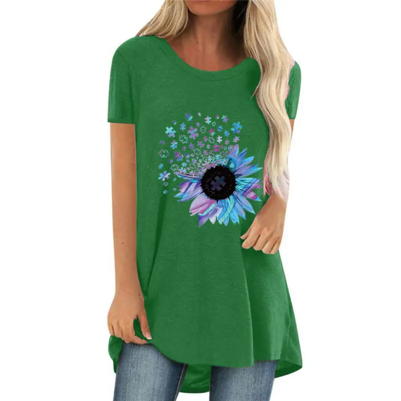 Summer t Shirt Women 2021 Floral Print Round Neck T-Shirt Female Short Sleeve Tops Loose Women's t Shirt Long
Summer t Shirt Women 2021 Floral Print Round Neck T-Shirt Female Short Sleeve Tops Loose Women's t Shirt Long