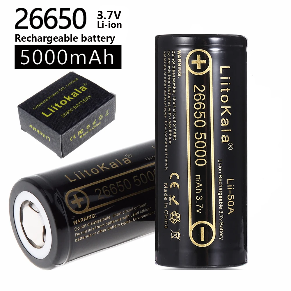 18PCS LiitoKala lii-50A 26650 5000mah lithium battery 3.7V 26650 rechargeable battery 26650-50A suitable for flashligh NEW
18PCS LiitoKala lii-50A 26650 5000mah lithium battery 3.7V 26650 rechargeable battery 26650-50A suitable for flashligh NEW