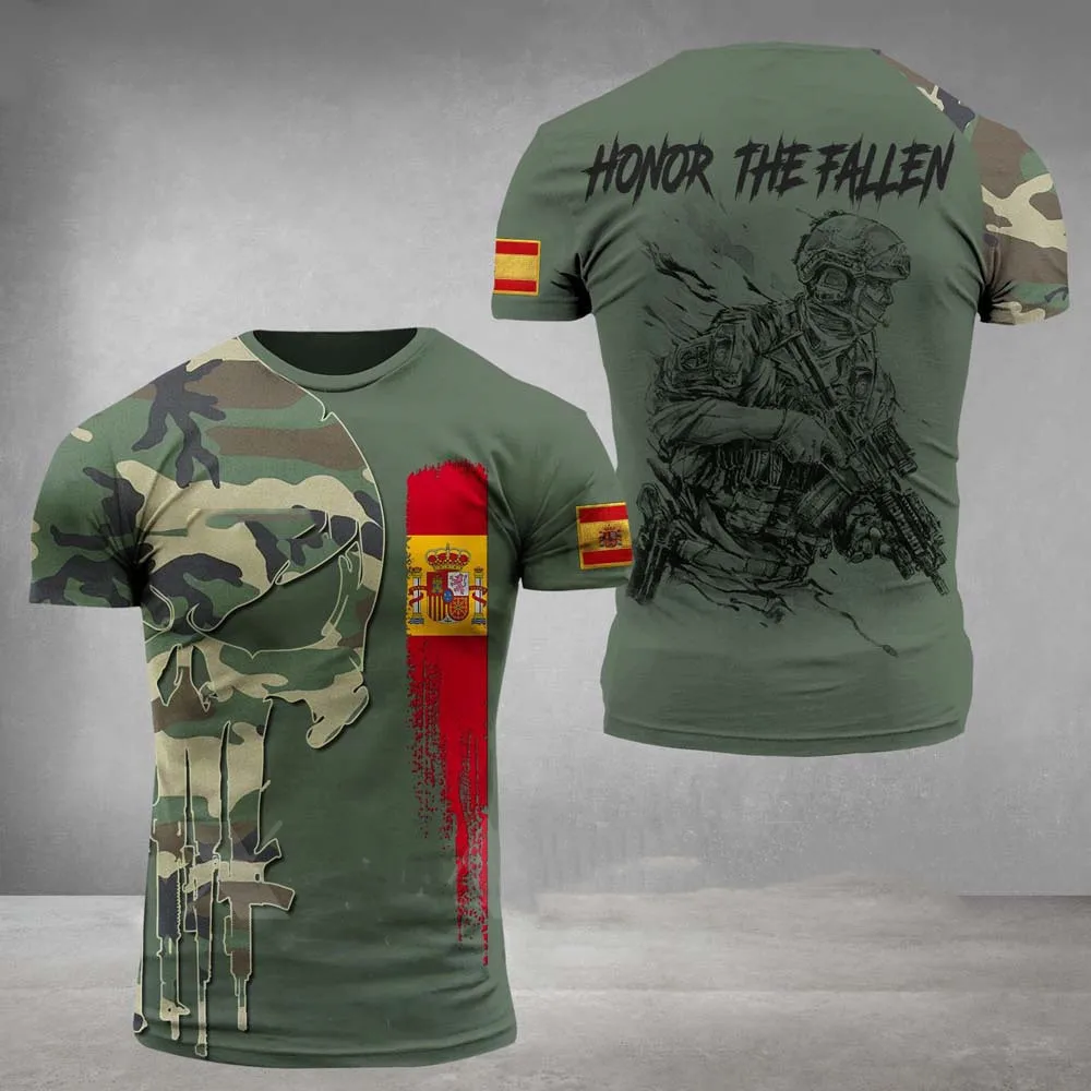 Лето 2021 рабочая рубашка мужская с 3D-принтом испанских португальских солдат топы