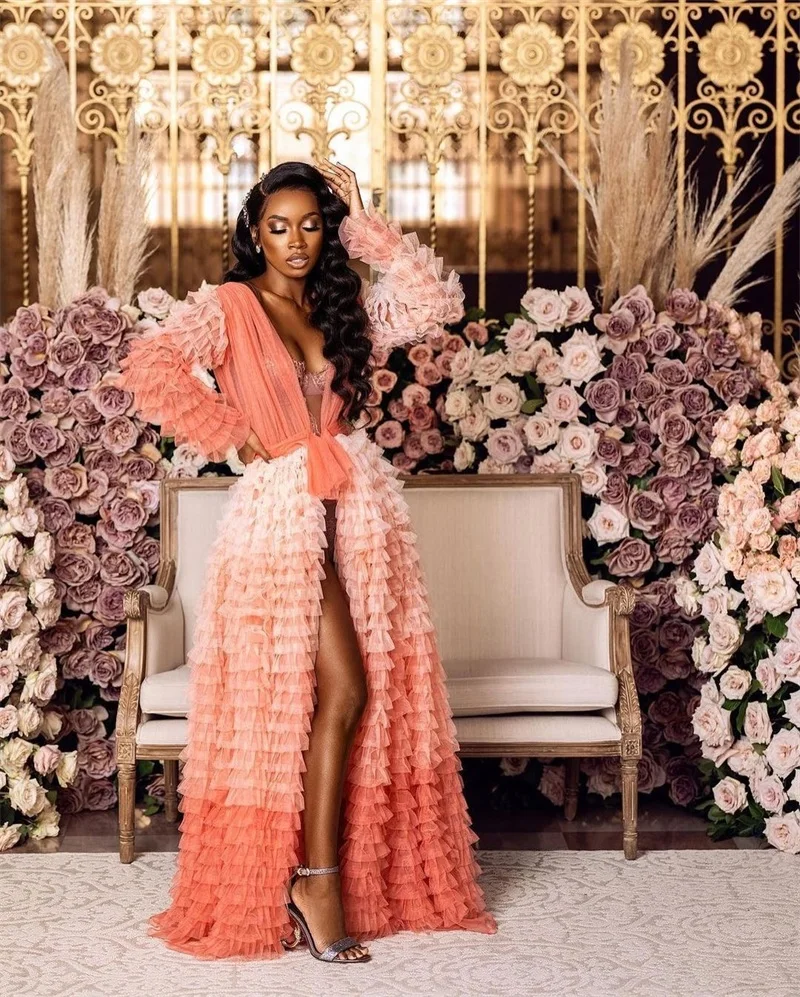 Gorgeous Split Prom Dress Tired Ruffles Deep V Neck Evening Dress Custom Made Long Sleeves Party Dress
Gorgeous Split Prom Dress Tired Ruffles Deep V Neck Evening Dress Custom Made Long Sleeves Party Dress