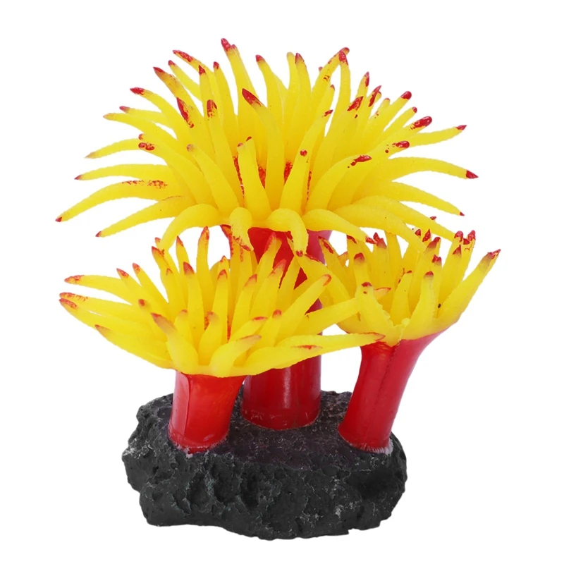 Concrete Base Silicone Coral Anemone Aquarium Plant Decoration, Yellow
Concrete Base Silicone Coral Anemone Aquarium Plant Decoration, Yellow