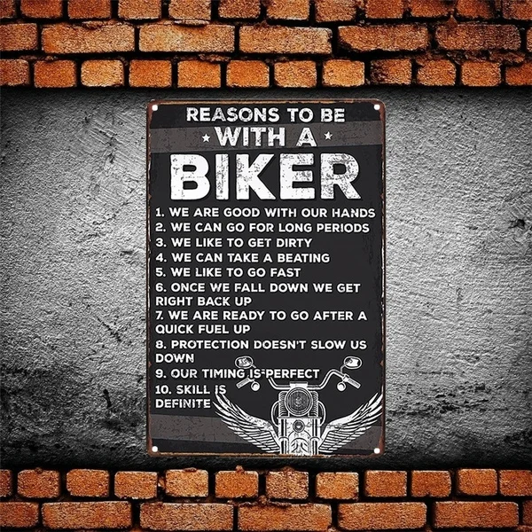 Funny Metal Tin Sign Reasons to be with a Biker Wall Poster Wall Decor for Club Home House 20*30 cm
Funny Metal Tin Sign Reasons to be with a Biker Wall Poster Wall Decor for Club Home House 20*30 cm