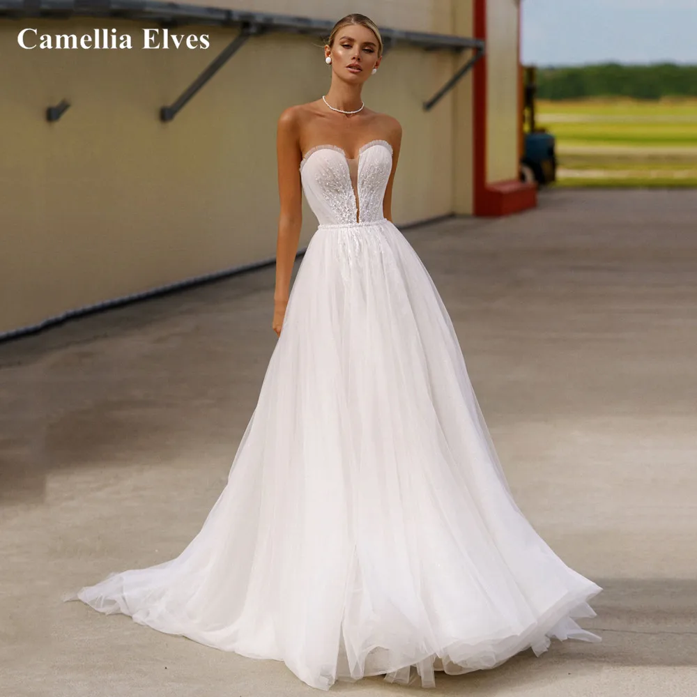 Sexy Strapless A Line Wedding Gowns Sleeveless Sweetheart Bride Dress Detachable Puff Sleeve Bridal Dresses Vestidos De Novia
Sexy Strapless A Line Wedding Gowns Sleeveless Sweetheart Bride Dress Detachable Puff Sleeve Bridal Dresses Vestidos De Novia