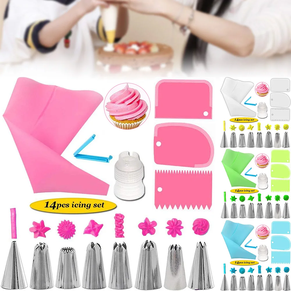 14Pcs Cake Decorating Tool Kits Piping Tip And Bag Baking Lcing Set For Desserts Cupcakes Cookies Pastry Kids Hand Craft Gift
14Pcs Cake Decorating Tool Kits Piping Tip And Bag Baking Lcing Set For Desserts Cupcakes Cookies Pastry Kids Hand Craft Gift