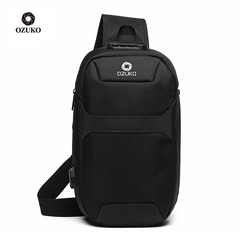

Сумка-мессенджер OZUKO мужская с защитой от кражи, водонепроницаемый нагрудной мешок через плечо с USB-зарядкой, сумочка-слинг для коротких поездок