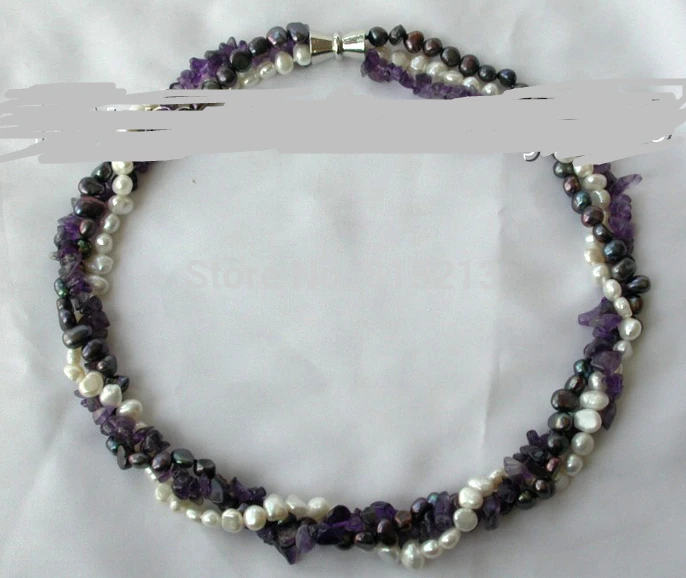 Free shipping ddh001518 3strands 8mm baroque white black freshwater pearl crystal necklace (B0409)
Free shipping ddh001518 3strands 8mm baroque white black freshwater pearl crystal necklace (B0409)