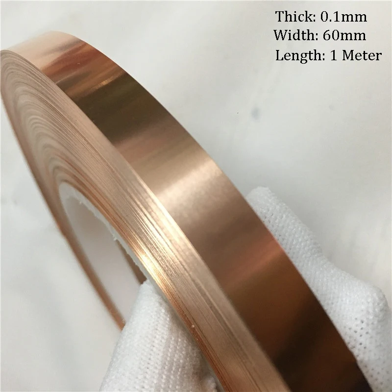 1Pc Width 60mm X Thickness 0.1 X Length 1000mm 99.9% Pure Copper T2 Cu Metal Sheet Foil Plate Strip Tool Parts DIY 
1Pc Width 60mm X Thickness 0.1 X Length 1000mm 99.9% Pure Copper T2 Cu Metal Sheet Foil Plate Strip Tool Parts DIY