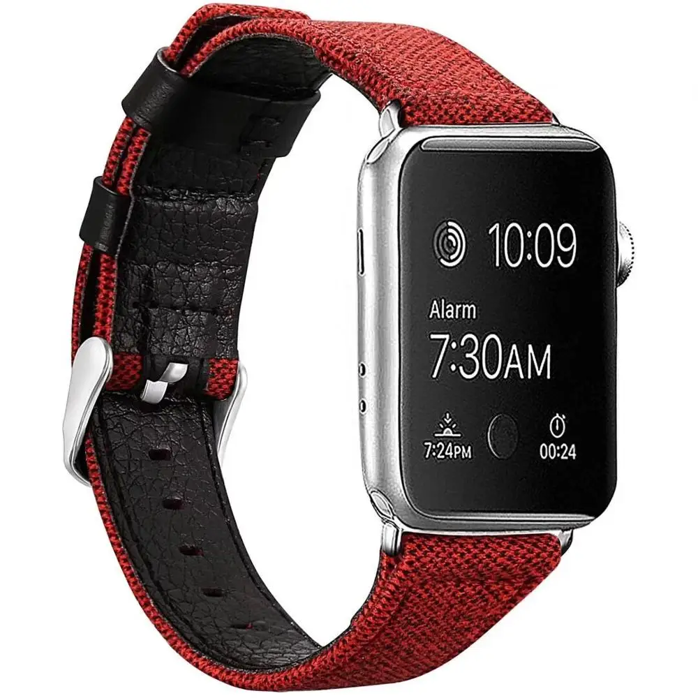 Ремешок тканевый кожаный для iwatch band 38 мм 42 браслет apple watch SE 44 40 Series 6 5 4 3 2 1 |