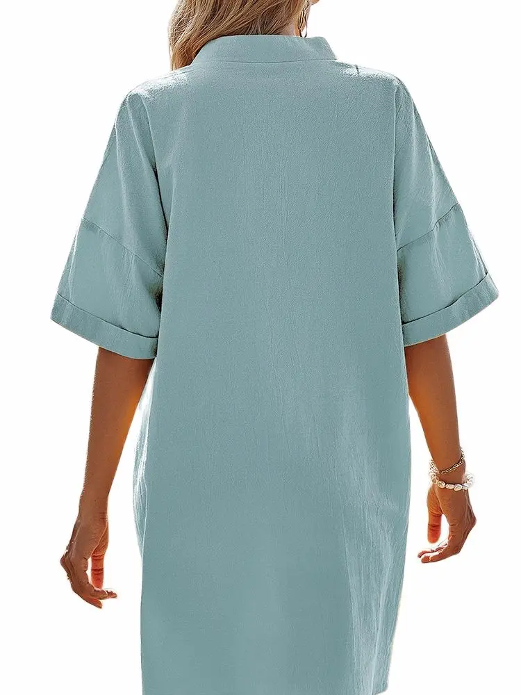 2021 The New Women's Clothing Solid Color V-Neck Pocket Casual Loose Short Sleeve Dress
2021 The New Women's Clothing Solid Color V-Neck Pocket Casual Loose Short Sleeve Dress