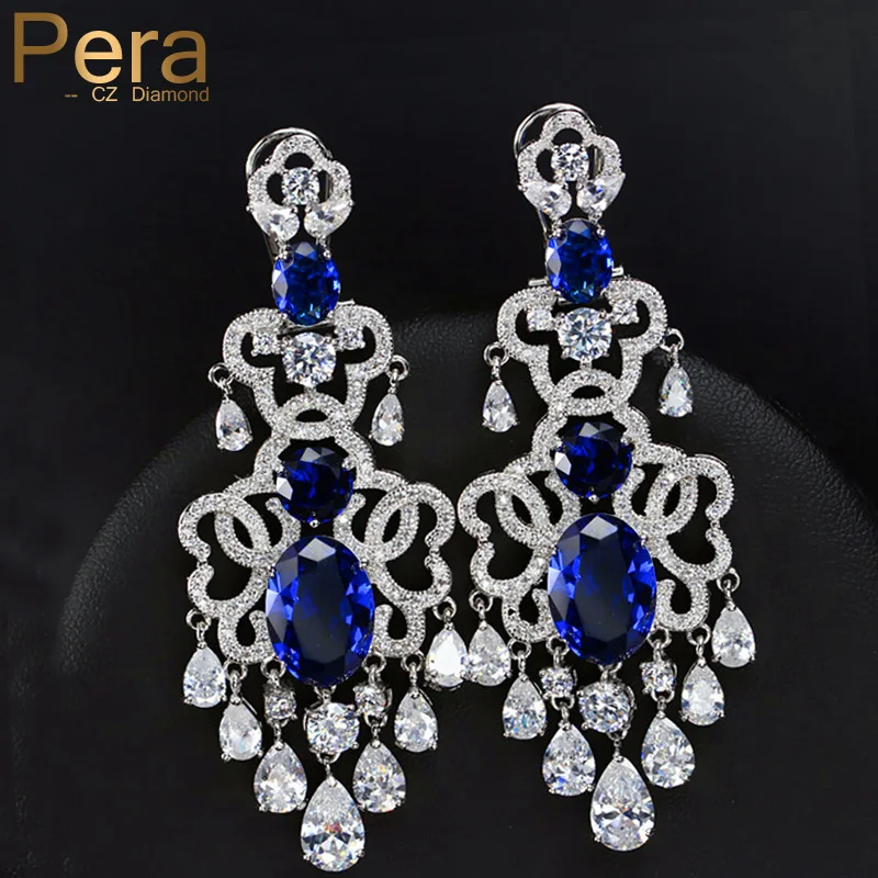 Pera Famous Brand Wedding Large Statement Long Dangling Drop Earrings for Women Jewelry With Royal Blue Cubic Zirconia E239 
Pera Famous Brand Wedding Large Statement Long Dangling Drop Earrings for Women Jewelry With Royal Blue Cubic Zirconia E239