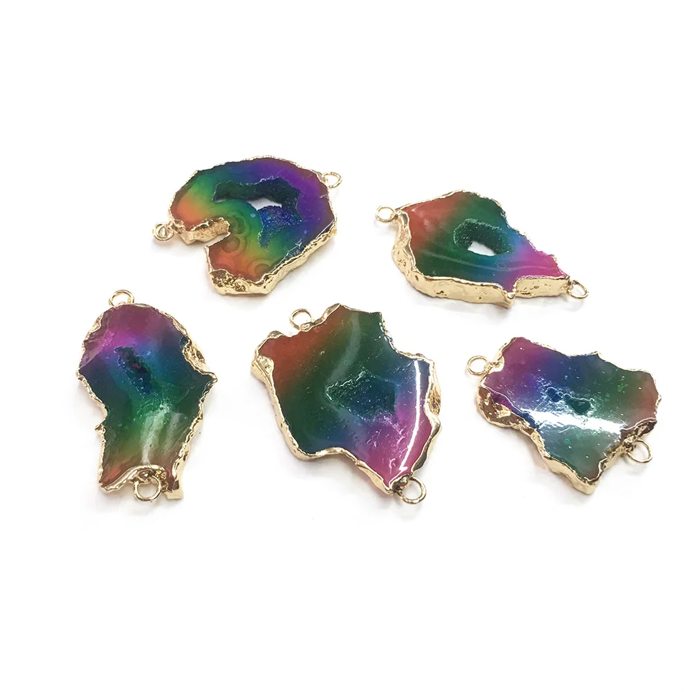 Natural Stone Irregular Color Agate Connector for Charm Jewelry Making or DIY Accessories Fit Necklaces Size 25x50-30x45mm
Natural Stone Irregular Color Agate Connector for Charm Jewelry Making or DIY Accessories Fit Necklaces Size 25x50-30x45mm