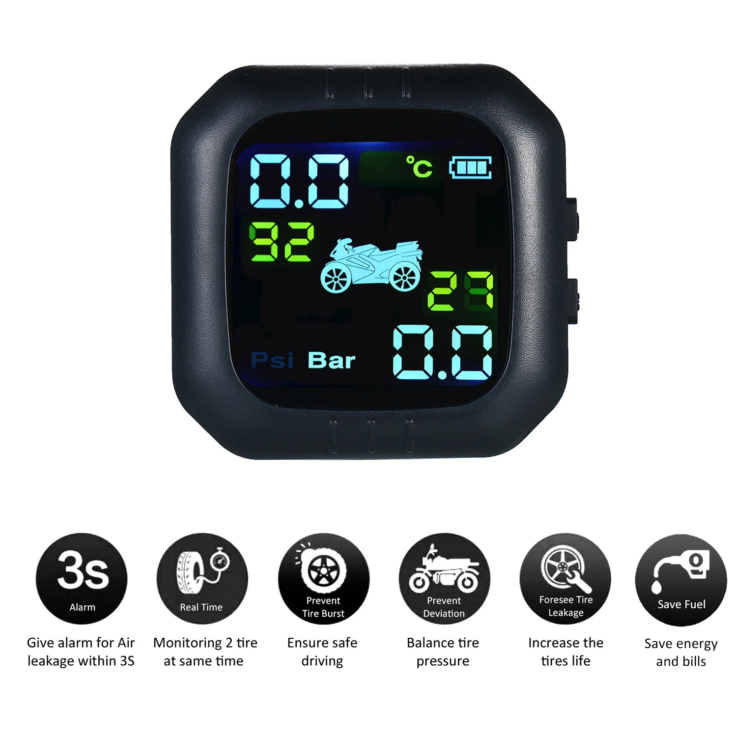 Система мониторинга давления в шинах TPMS беспроводной жк дисплей 2 внешних