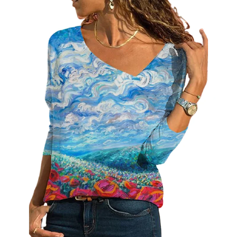 2021 Spring New Women Landscape Printing Vintage T-shirts Long Sleeve 3XL Large Size Retro Tops Female Streetwear Tshirt Casual
2021 Spring New Women Landscape Printing Vintage T-shirts Long Sleeve 3XL Large Size Retro Tops Female Streetwear Tshirt Casual