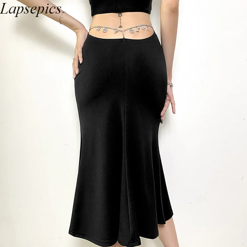 2021 Summer Fashion Solid Color Low Waist Chain Slim Split Sexy Trumpet Black Long Skirt
2021 Summer Fashion Solid Color Low Waist Chain Slim Split Sexy Trumpet Black Long Skirt