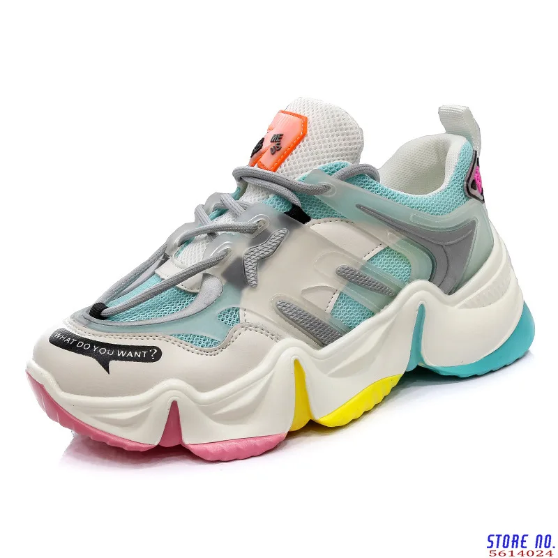 Summer Dad Sneakers Women Breathable Mesh Chunky Shoes Thick Bottom Female Fashion Rainbow Sole Walking Footwear Zapatillas Muje 
Summer Dad Sneakers Women Breathable Mesh Chunky Shoes Thick Bottom Female Fashion Rainbow Sole Walking Footwear Zapatillas Muje