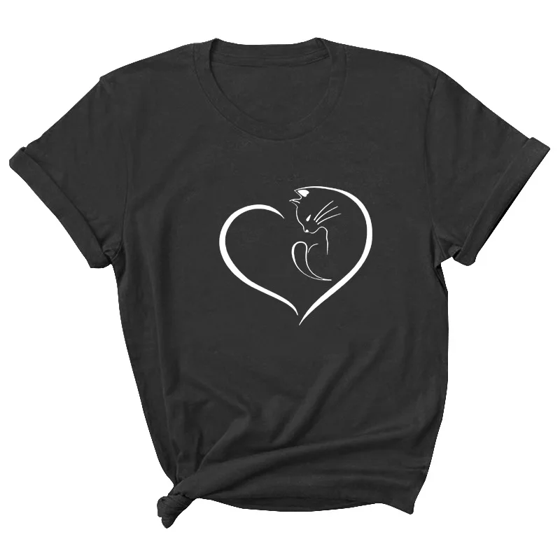 Cat Heart Print Women T Shirt Short Sleeve O Neck Loose Women Tshirt Ladies Tee Shirt Tops Clothes Camisetas Mujer
Cat Heart Print Women T Shirt Short Sleeve O Neck Loose Women Tshirt Ladies Tee Shirt Tops Clothes Camisetas Mujer