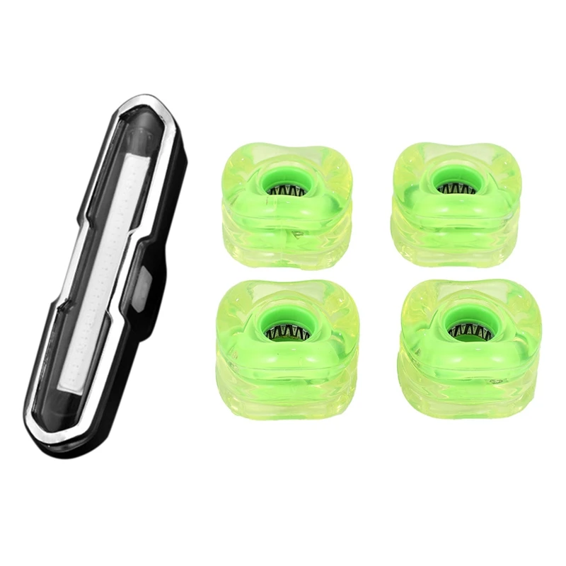 Bicycle Tail Light Warning Safety Bicycle Rear Light with 4Pcs 60X45mm Skateboard Wheels Snake Wheels
Bicycle Tail Light Warning Safety Bicycle Rear Light with 4Pcs 60X45mm Skateboard Wheels Snake Wheels