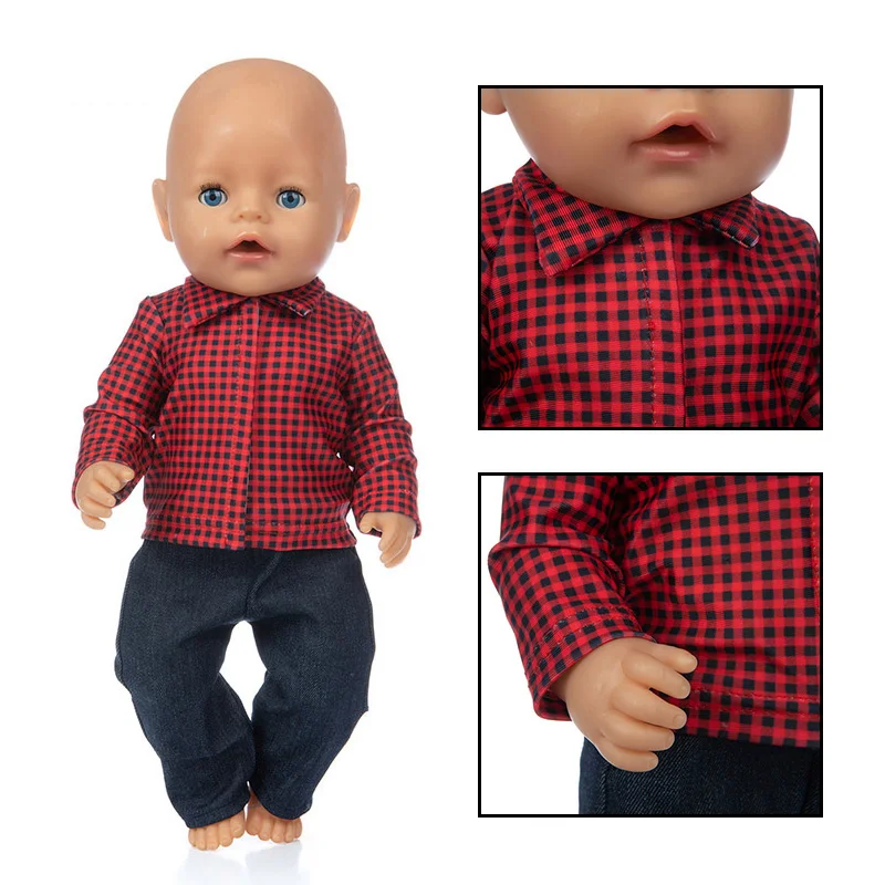2021 Hot Slae Baby New Born Fit 17 inch 43cm Doll Clothes Accessories Red Plaid Black Pants Clothes For Baby Birthday Gift
2021 Hot Slae Baby New Born Fit 17 inch 43cm Doll Clothes Accessories Red Plaid Black Pants Clothes For Baby Birthday Gift