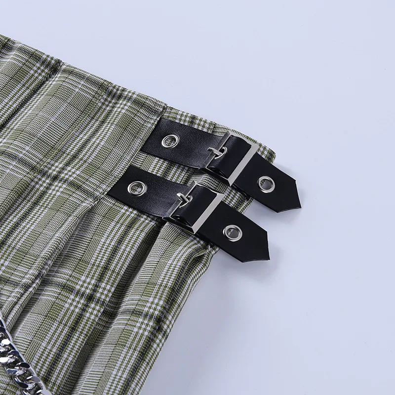 Green Plaid Punk Skirt Femme Chain High Waist Pleated A Line Eleagnt Kawaii College Style Japanese Street Mini Skirts For Women
Green Plaid Punk Skirt Femme Chain High Waist Pleated A Line Eleagnt Kawaii College Style Japanese Street Mini Skirts For Women