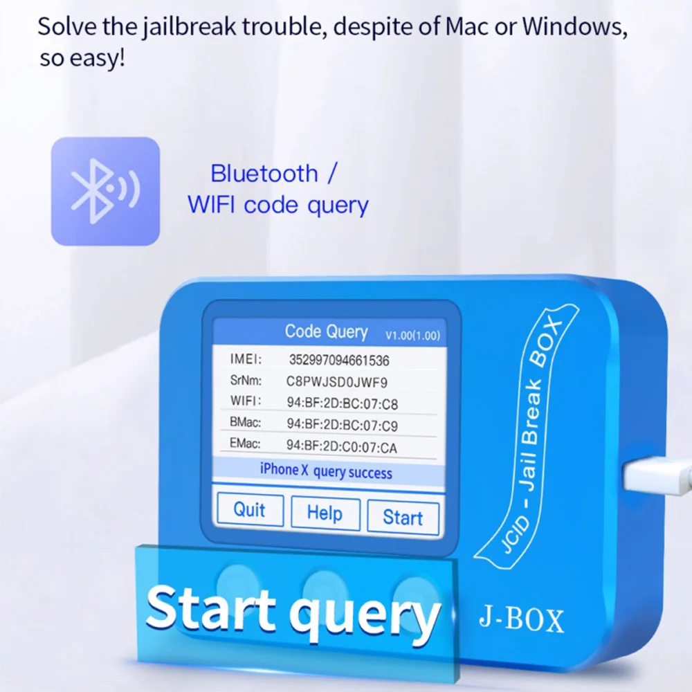 JC J-BOX JailBreak Box for bypass ID and Icloud Password On IOS Device PC Free/Query Wi-FI/Bluetooth Address Phone Repair Tool 
JC J-BOX JailBreak Box for bypass ID and Icloud Password On IOS Device PC Free/Query Wi-FI/Bluetooth Address Phone Repair Tool