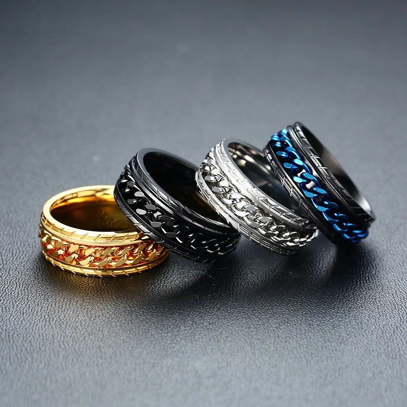 Фото Мужское кольцо Спиннер из нержавеющей стали 8 мм|Кольца| |