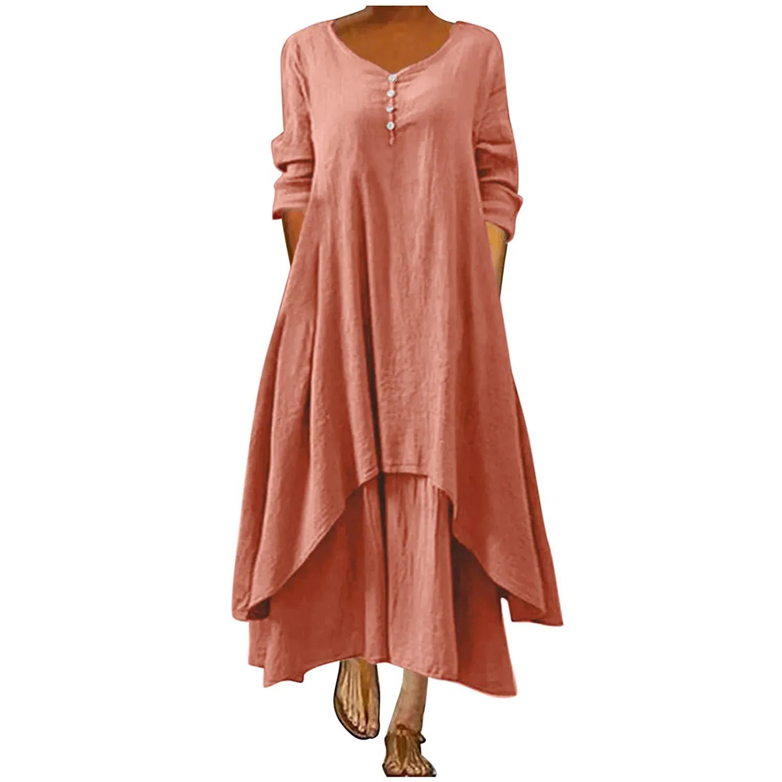 Women Loose Long Sleeve Solid O-Neck Buttons Long Dress Fashion Dresses vestidos elegantes para mujer 2021
Women Loose Long Sleeve Solid O-Neck Buttons Long Dress Fashion Dresses vestidos elegantes para mujer 2021