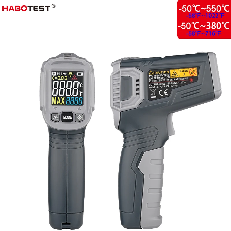 HABOTEST Digital Non Contact Infrared Thermometer Temperature Meter 0.5s Light Alarm Color LCD Display Handheld Pyrometer HT650
HABOTEST Digital Non Contact Infrared Thermometer Temperature Meter 0.5s Light Alarm Color LCD Display Handheld Pyrometer HT650