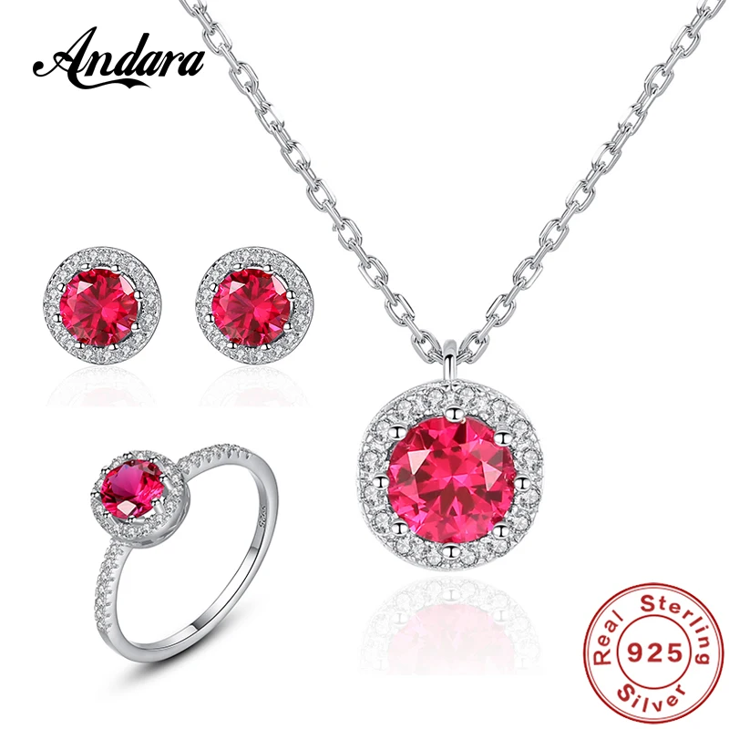 Jewelry Sets 925 Sterling Silver Fashion Lucky Gem Red Round Stone Necklace Earrings Ring Jewelry Set For Women Jewelry Gift
Jewelry Sets 925 Sterling Silver Fashion Lucky Gem Red Round Stone Necklace Earrings Ring Jewelry Set For Women Jewelry Gift