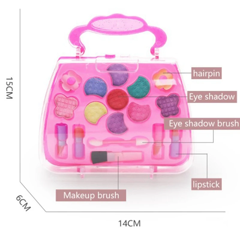 Children Makeup Box Strawberry Shape Pink Color Cosmetics Set Kids Girls Dress Up Storage Boxes School Portable Make Bag | Игрушки и