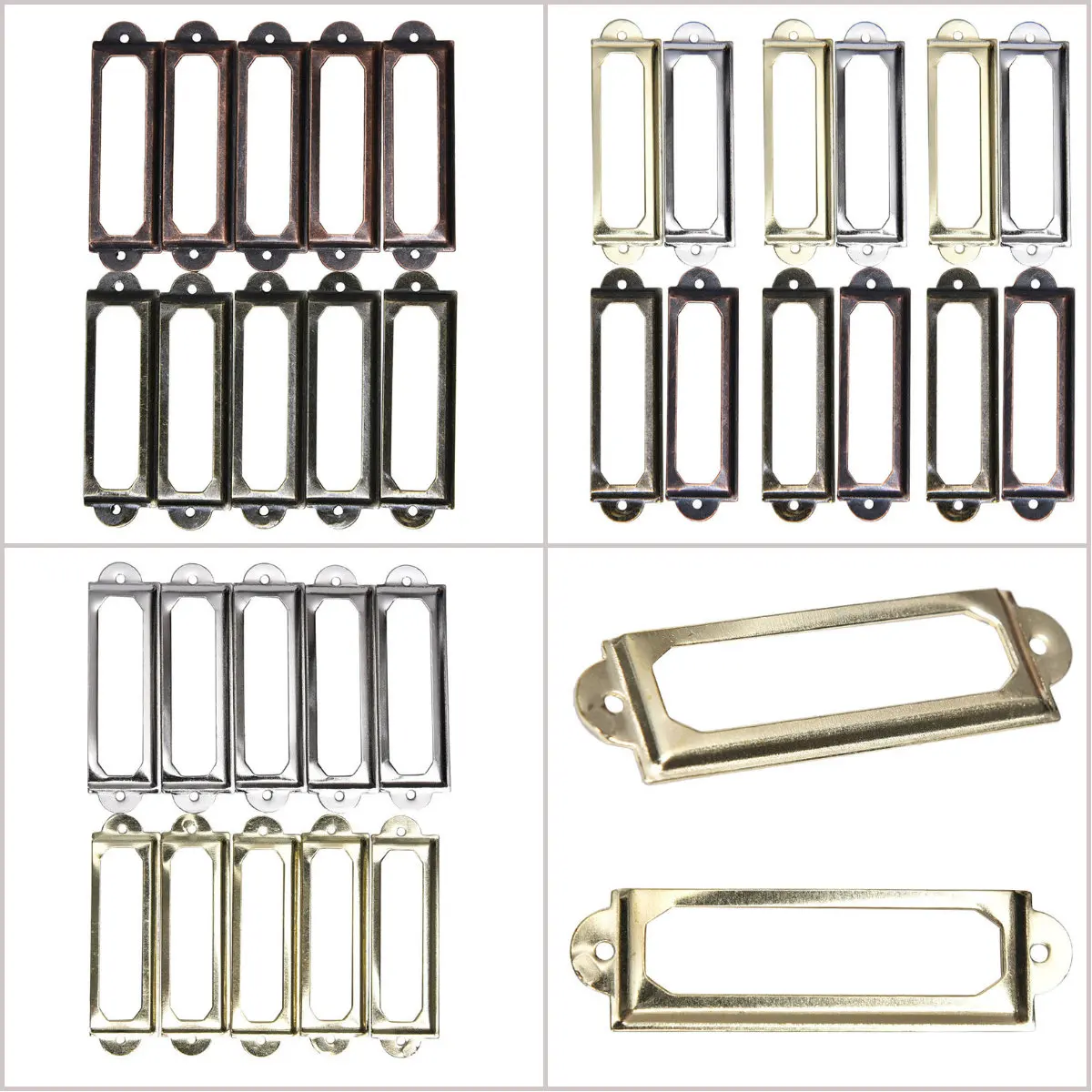 

10Pcs Antique Brass Metal Label Pull Frame Handle File Name Card Holder For Furniture Cabinet Drawer Box Case Bin