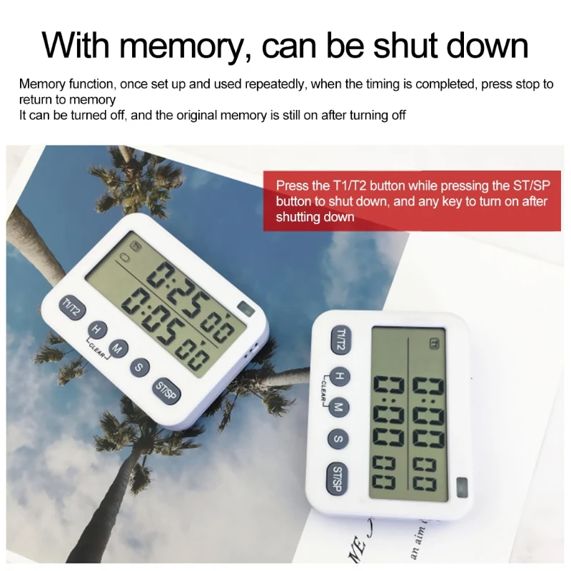 Dual Digital Timer ,Cooking Countdown Timers Kitchen Timer Timer w/ Magnetic -LCD Big Digits for Workout Study
Dual Digital Timer ,Cooking Countdown Timers Kitchen Timer Timer w/ Magnetic -LCD Big Digits for Workout Study