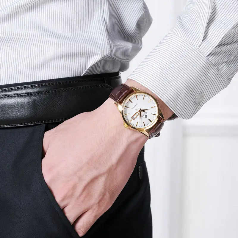 WWOOR Watch Men Top Brand Mens Classic Luxury watches Leather Casual Business Quartz Wrist Waterproof Date Clock Gifts | Наручные часы