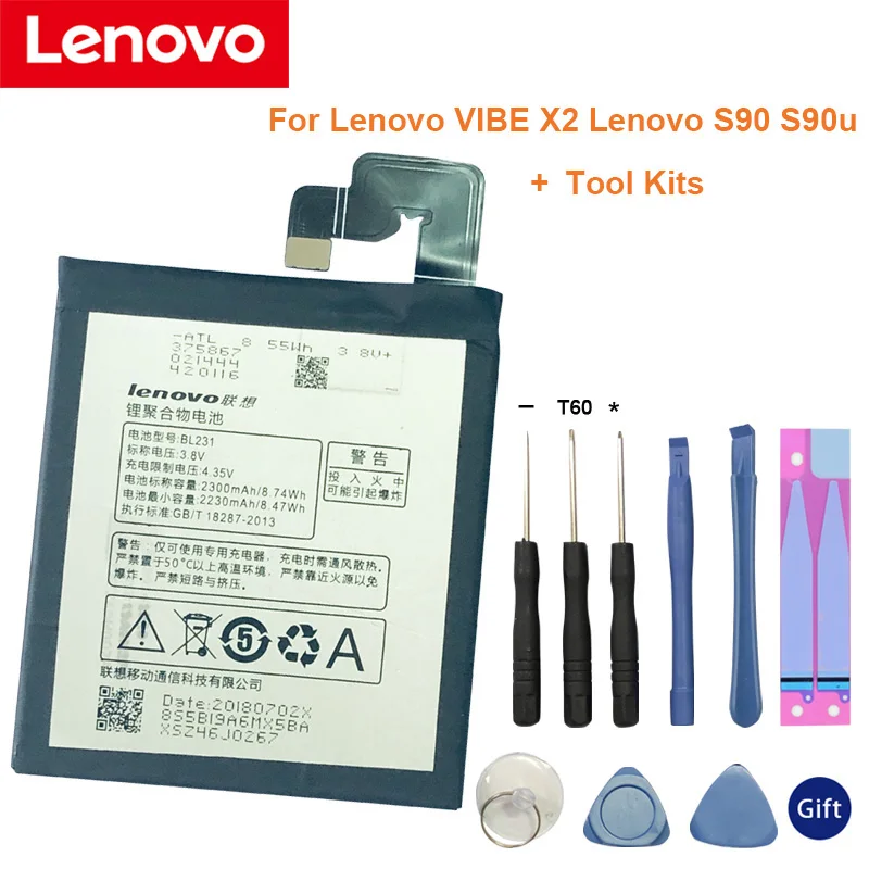 Новый оригинал для Lenovo X2 Замена батареи 2300Mah Li Ion BL231 VIBE S90 S90u|Аккумуляторы