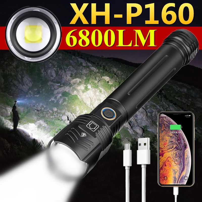 Super XHP160 Most Powerful LED Flashlight Zoom USB Charging XHP90 XHP100 Torch Light Tactical Camp FlashLight 5000mAh Battery
Super XHP160 Most Powerful LED Flashlight Zoom USB Charging XHP90 XHP100 Torch Light Tactical Camp FlashLight 5000mAh Battery