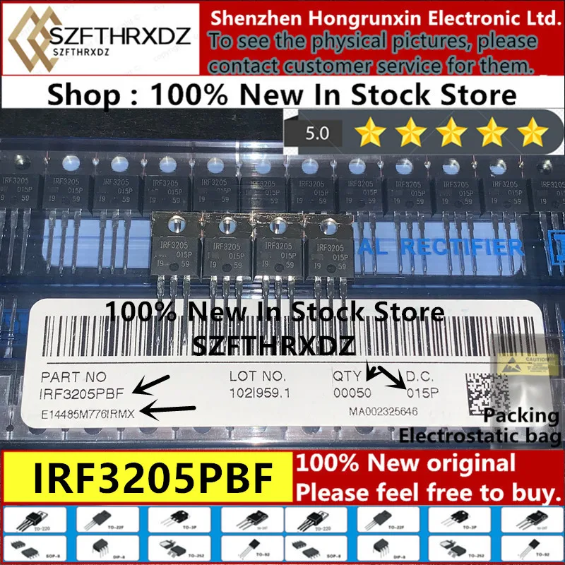 100% Новый оригинальный IRF3205PBF TO-220 IRF3205 TO220 страна-изготовитель: Мексика MOSFET 55V 110A 50 шт./трубка (50 шт.)
100% Новый оригинальный IRF3205PBF TO-220 IRF3205 TO220 страна-изготовитель: Мексика MOSFET 55V 110A 50 шт./трубка (50 шт.)