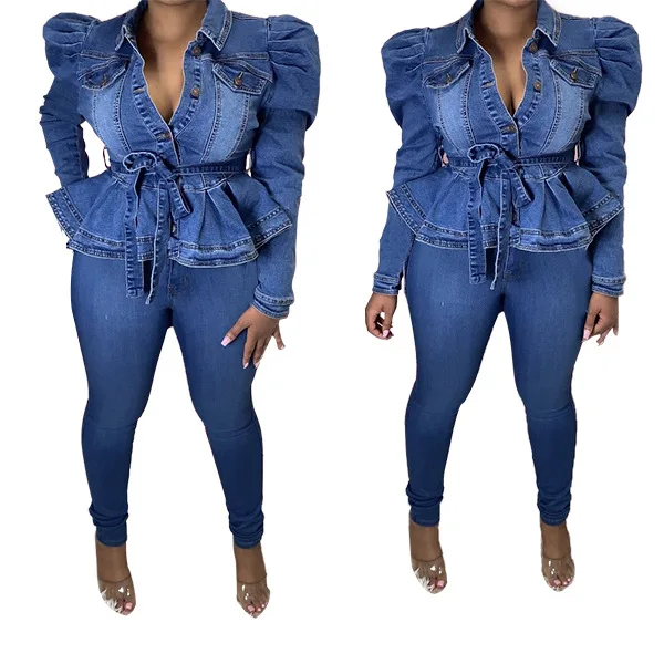 2021 Autumn Denim Jacket Women Casual Bandage Ruffle Jacket Tops Winter Long Sleeve Single Breasted Vintage Jean Coat Streetwear
2021 Autumn Denim Jacket Women Casual Bandage Ruffle Jacket Tops Winter Long Sleeve Single Breasted Vintage Jean Coat Streetwear