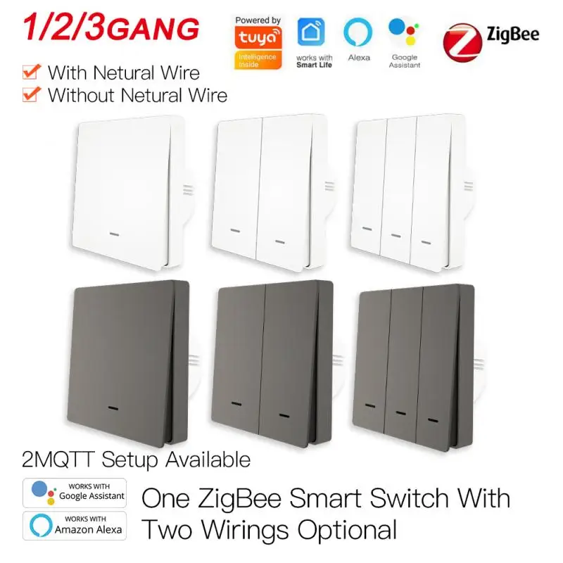3gang Tuya ZigBee Smart Light Switch No Neutral Wire No Capacitor Needed Smart Life APP control Works with Alexa Google 2mqtt
3gang Tuya ZigBee Smart Light Switch No Neutral Wire No Capacitor Needed Smart Life APP control Works with Alexa Google 2mqtt