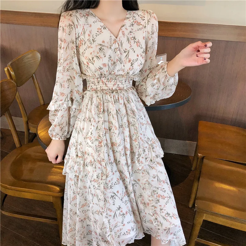 Korean Style Ruffle Plus Size Vestidos 2021 Spring Autumn Women Floral Printed Chiffon Dress Sweet V Neck Slim Fit Long Dresses
Korean Style Ruffle Plus Size Vestidos 2021 Spring Autumn Women Floral Printed Chiffon Dress Sweet V Neck Slim Fit Long Dresses