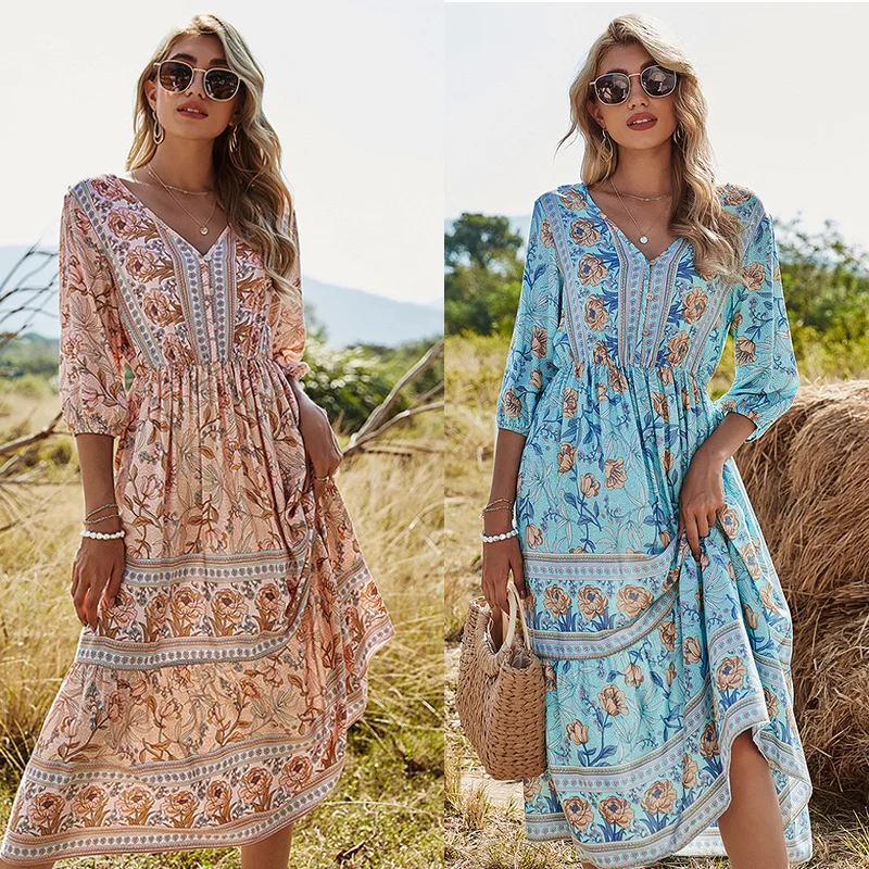 Casual Dress Cotton Midi Chiffon Boho Clothing With Flowers Floral Pattern Summer Loose 2021 Fashion Women A-Line V-Neck Empire
Casual Dress Cotton Midi Chiffon Boho Clothing With Flowers Floral Pattern Summer Loose 2021 Fashion Women A-Line V-Neck Empire