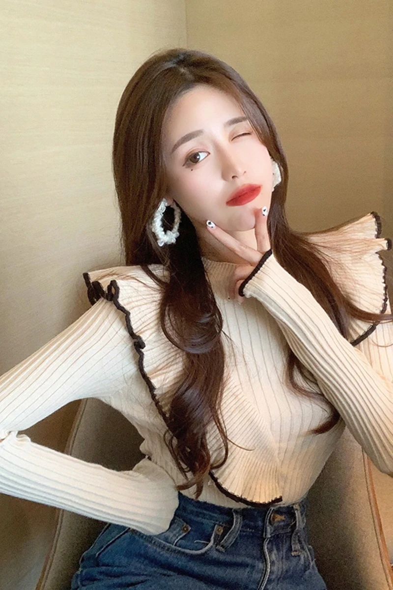 Sweater new 2020 bottoming shirt women fall and winter wear ruffled Western-style slim knit sweater top trend
Sweater new 2020 bottoming shirt women fall and winter wear ruffled Western-style slim knit sweater top trend
