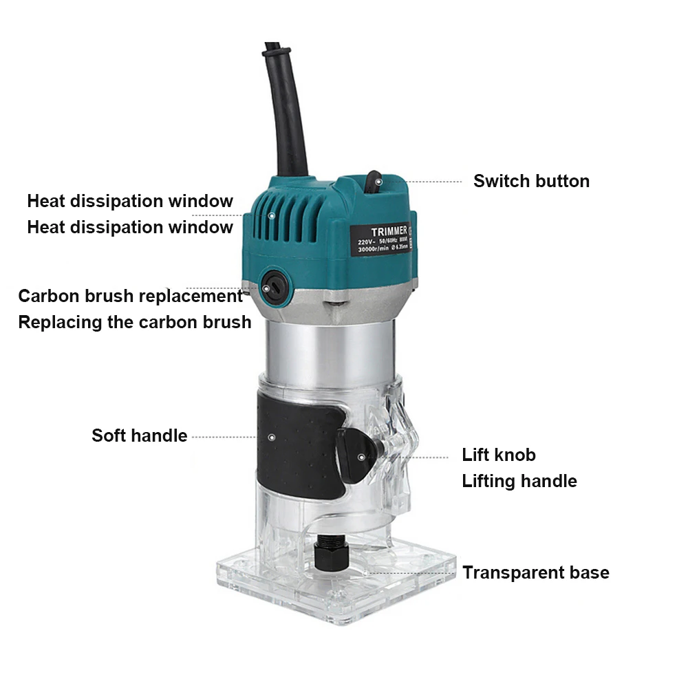 Electric Trimmer Engraving Slotting Trimming Machine Wood Milling Hand Carving Machine Wood Router Engraving Machine Woodworking 
Electric Trimmer Engraving Slotting Trimming Machine Wood Milling Hand Carving Machine Wood Router Engraving Machine Woodworking