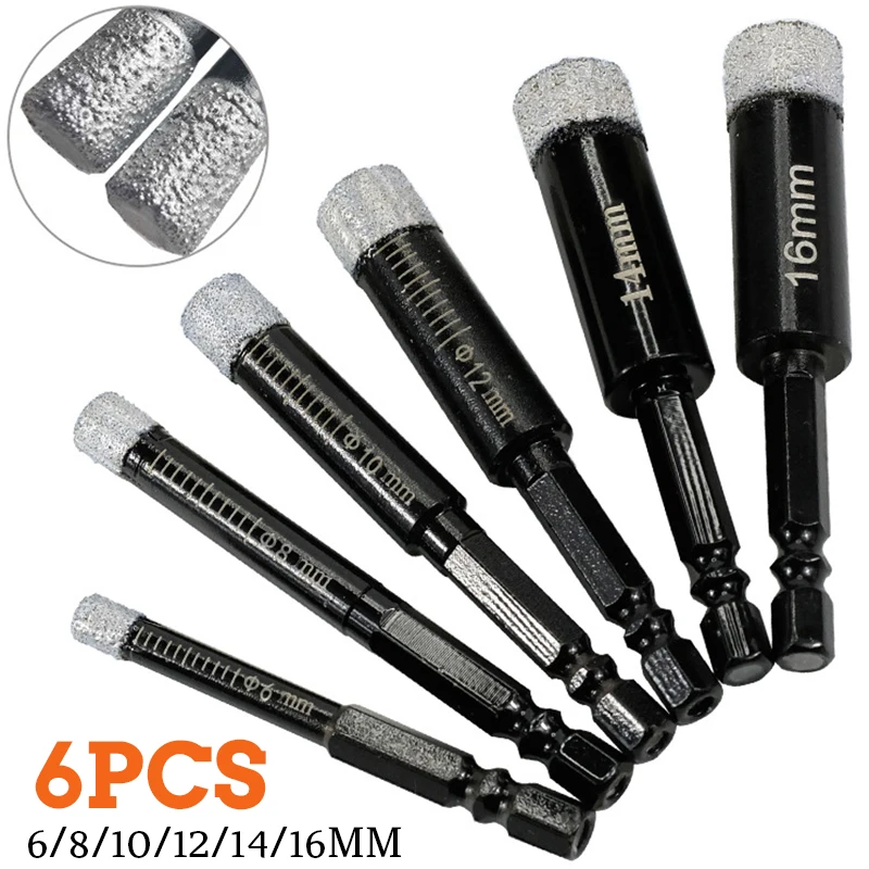 Vaccum Brazed Diamond Dry Drill Bit Set with Cooling Wax Hex Handle Hole Saw for Granite Marble Ceramic Tile Glass 1/3/6pcs
Vaccum Brazed Diamond Dry Drill Bit Set with Cooling Wax Hex Handle Hole Saw for Granite Marble Ceramic Tile Glass 1/3/6pcs