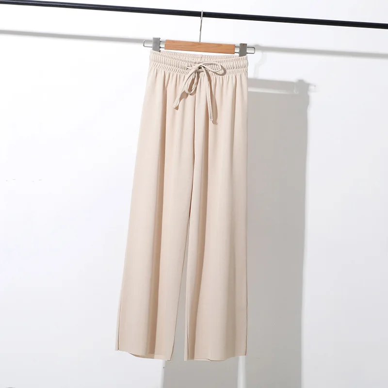 Ice silk wide-legged pants women high waist loose thin nine-point pants vertical straight pants joggers sweatpants 
Ice silk wide-legged pants women high waist loose thin nine-point pants vertical straight pants joggers sweatpants