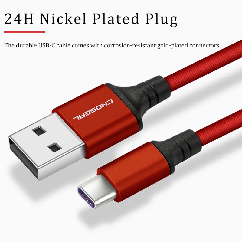 CHOSEAL USB C кабель для быстрой зарядки A type зарядное устройство нейлоновый плетеный
