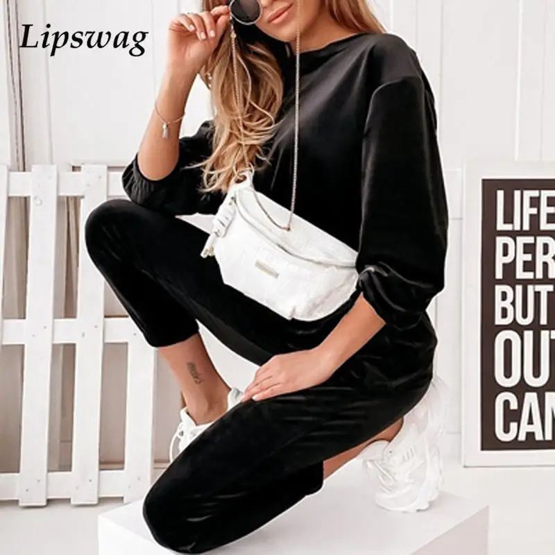 Осенне-зимние Бархатные костюмы, Модные Простые повседневные комплекты из двух предметов, Женский однотонный топ с длинным рукавом и брюки ...
Осенне-зимние Бархатные костюмы, Модные Простые повседневные комплекты из двух предметов, Женский однотонный топ с длинным рукавом и брюки ...