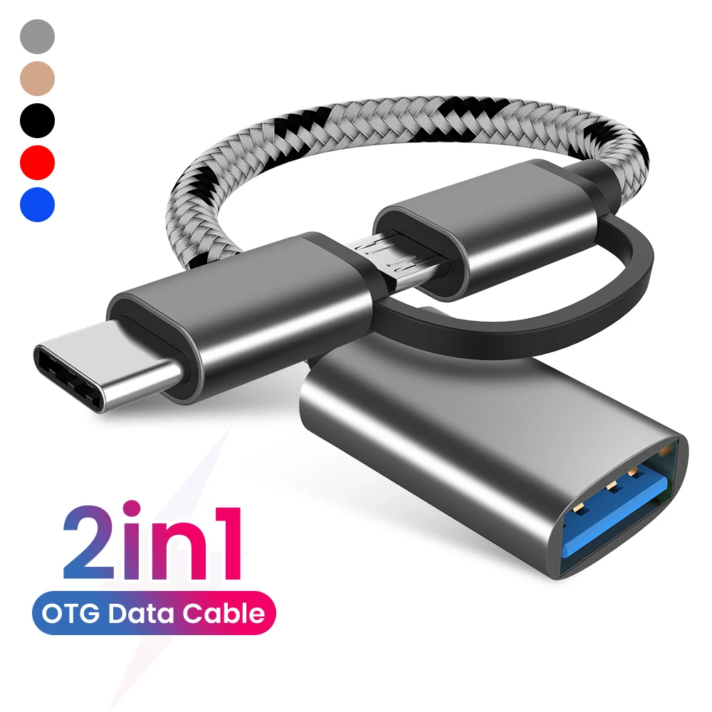 OTG кабель-адаптер Micro USB Type-C 3.0 цвет черный золотой серебристый синий красный для