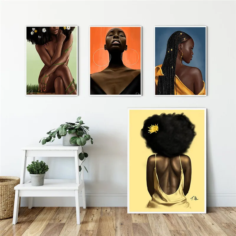 African Art Black Girl Woman Portrait Painting on Canvas Cuadros Poster and Print Scandinavian Wall Art Picture for Living Room
African Art Black Girl Woman Portrait Painting on Canvas Cuadros Poster and Print Scandinavian Wall Art Picture for Living Room