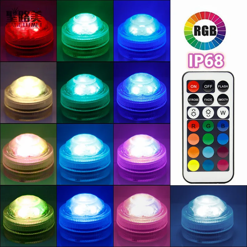 21key дистанционного Управление RGB погружной светильник IP68 Батарея работает под